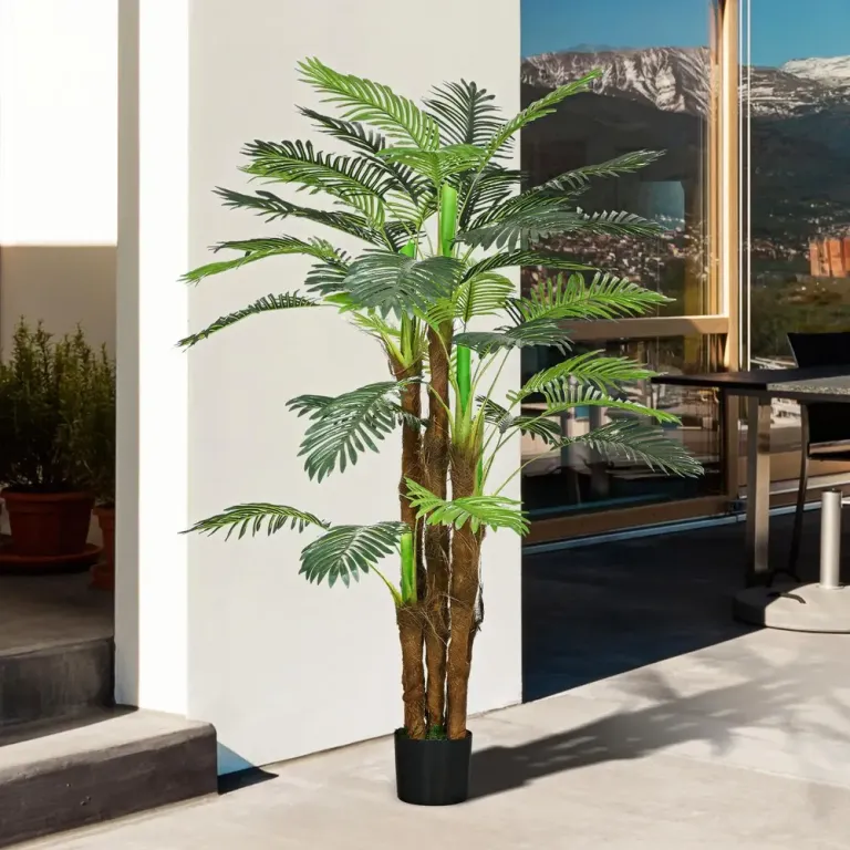 Konstgjord Växt Palm Grön av Plast Konstträd 36 160 cm Realistiska
