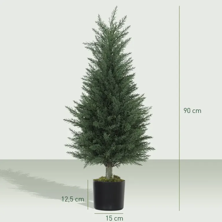 Konstgjorda Cypressväxter 2-Pack 362 Blad och Kruka, Grön Cypresser