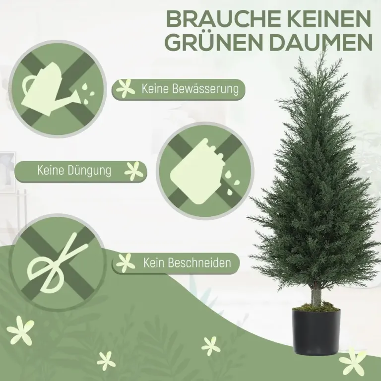 Konstgjorda Cypressväxter 2-Pack 362 Blad och Kruka, Grön Cypresser