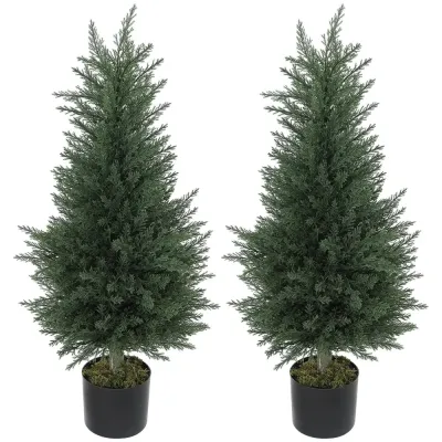 Konstgjorda Cypressväxter 2-Pack 362 Blad och Kruka, Grön Cypresser