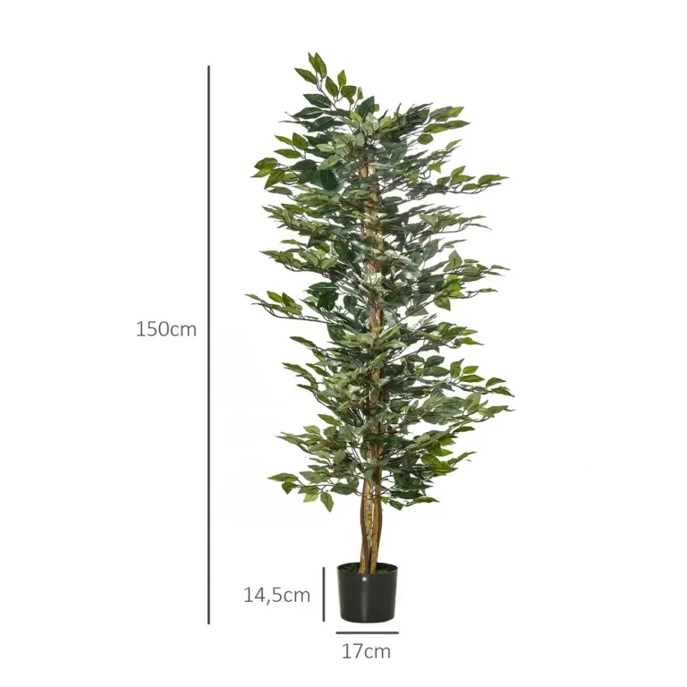 Konstgjort Ficusträd Konstgjorda Växter i Kruka 150 cm Konstväxt