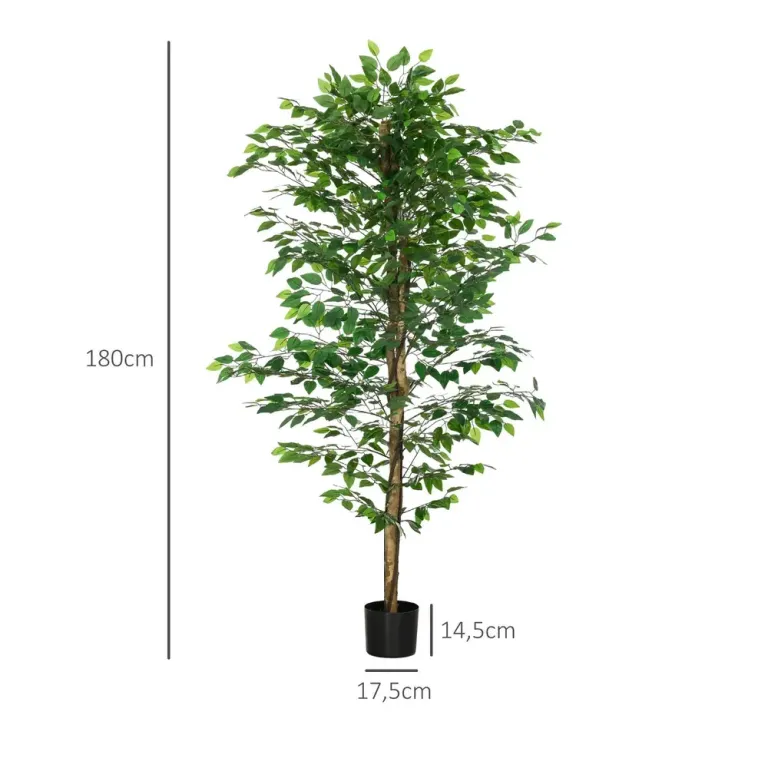 Konstgjort Ficusträd Realistisk Lättskött 180 cm, Grön Konstgjord