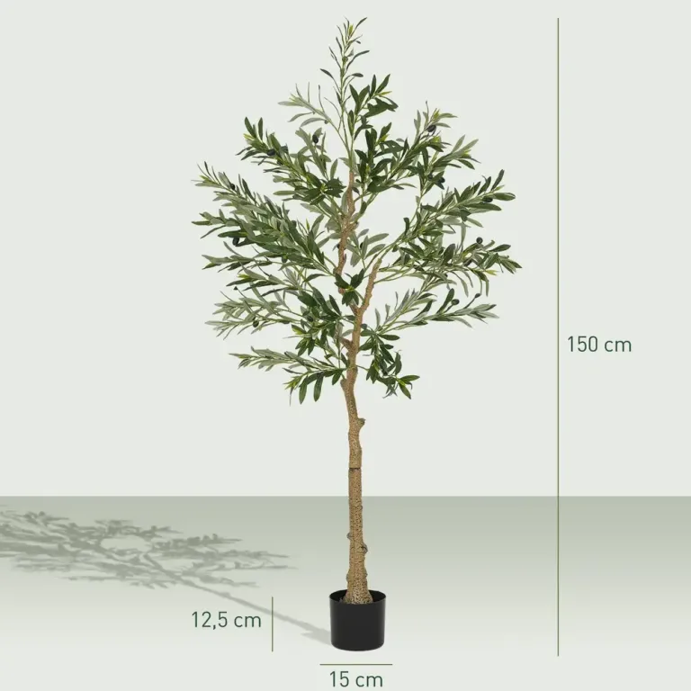 Konstgjort Olivträd 720 Löv 40 Oliver 150 cm, Grön Kruka Blad