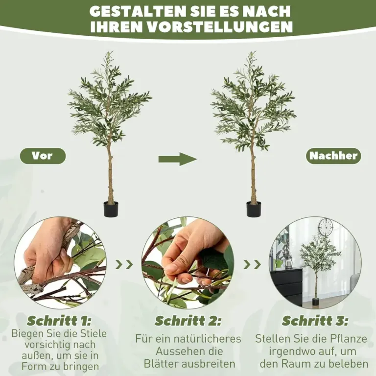 Konstgjort Olivträd 720 Löv 40 Oliver 150 cm, Grön Kruka Blad