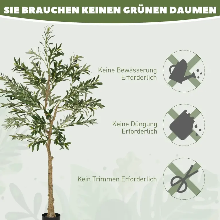 Konstgjort Olivträd 720 Löv 40 Oliver 150 cm, Grön Kruka Blad
