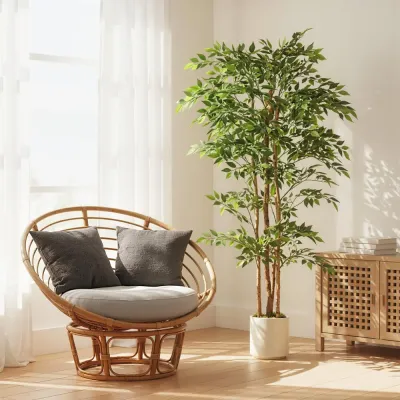 Konstväxt Banyan Realistisk Grön Plast och Trä Konstgjord Banyanträd
