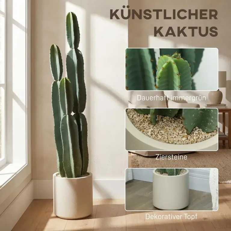 Konstväxt Kaktus Stor Grön Plast Realistisk 111 cm Konstgjord Kruka