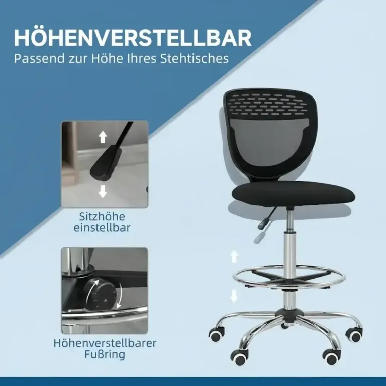 Kontorsstol Arbetsstol Höj- och Sänkbar Klädd Justerbar Sitthöjd