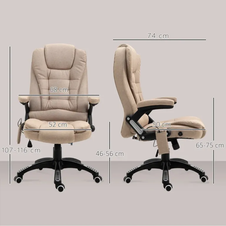 Ergonomisk Kontorsstol med Massage & Värme Brun Massagefunktion