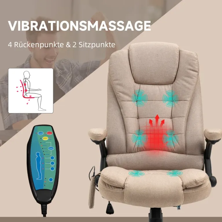 Ergonomisk Kontorsstol med Massage & Värme Brun Massagefunktion