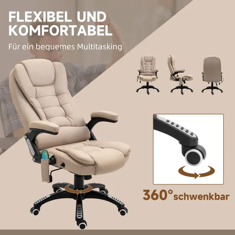 Ergonomisk Kontorsstol med Massage & Värme Brun Massagefunktion