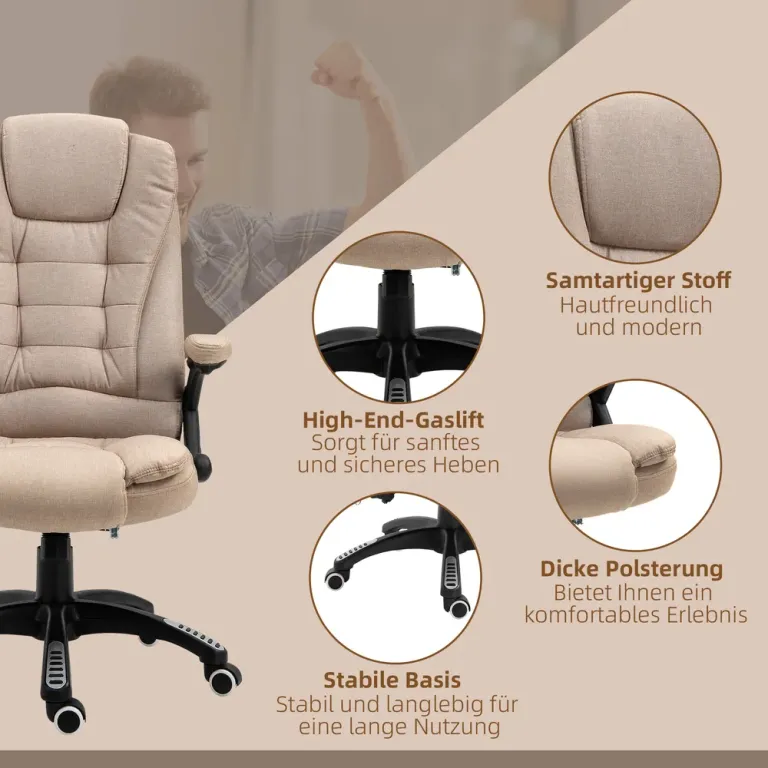Ergonomisk Kontorsstol med Massage & Värme Brun Massagefunktion