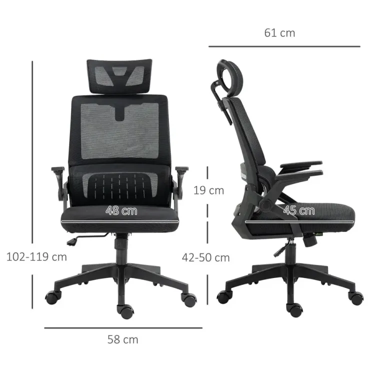 Kontorsstol Datorstol Svart av Mesh och Metall Ergonomisk Fällbara