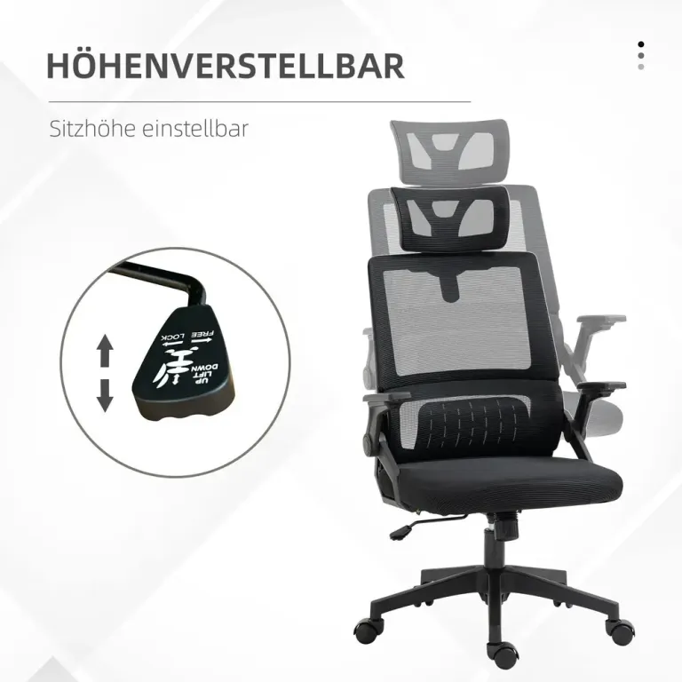 Kontorsstol Datorstol Svart av Mesh och Metall Ergonomisk Fällbara