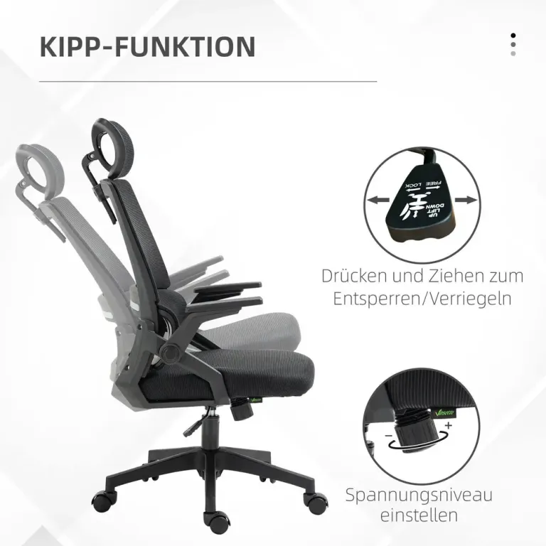 Kontorsstol Datorstol Svart av Mesh och Metall Ergonomisk Fällbara