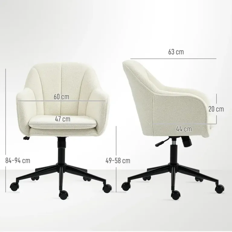 Kontorsstol Ergonomisk Beige Tyg för Skrivbord Kontorsfåtölj Teddy