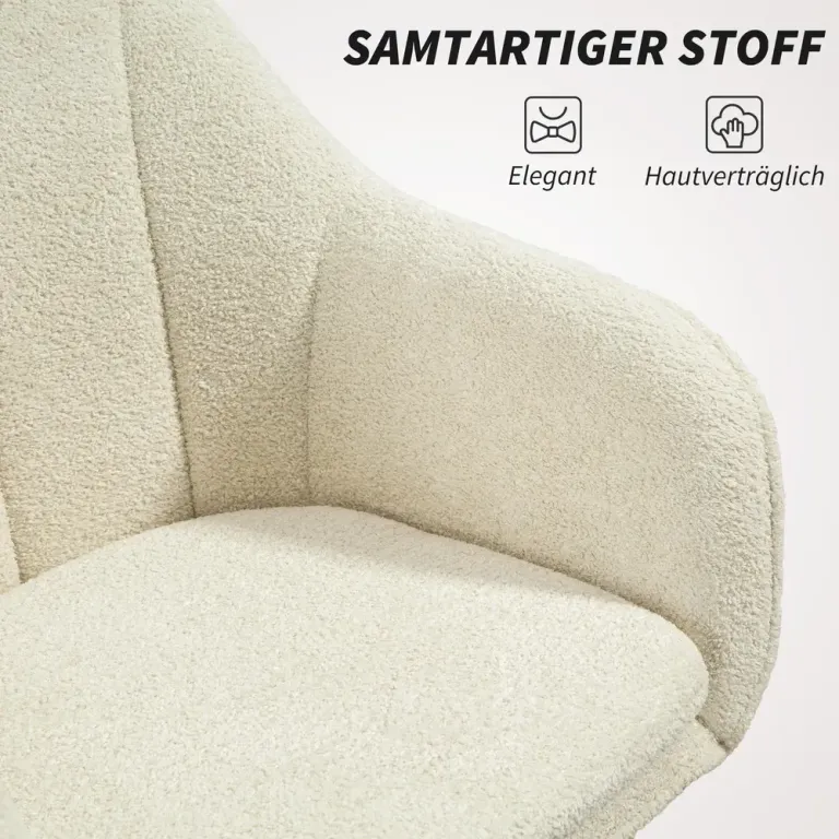 Kontorsstol Ergonomisk Beige Tyg för Skrivbord Kontorsfåtölj Teddy