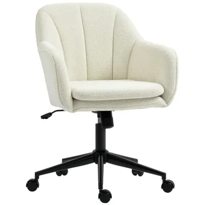 Kontorsstol Ergonomisk Beige Tyg för Skrivbord Kontorsfåtölj Teddy