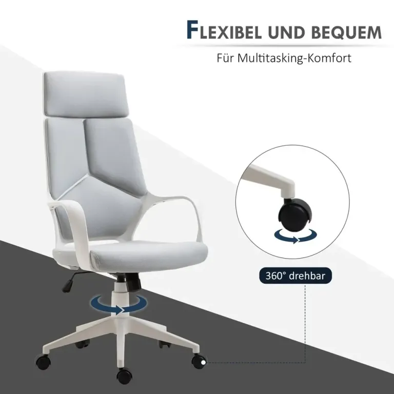 Kontorsstol Ergonomisk Grå Vit Nät för Skrivbord och Kontor