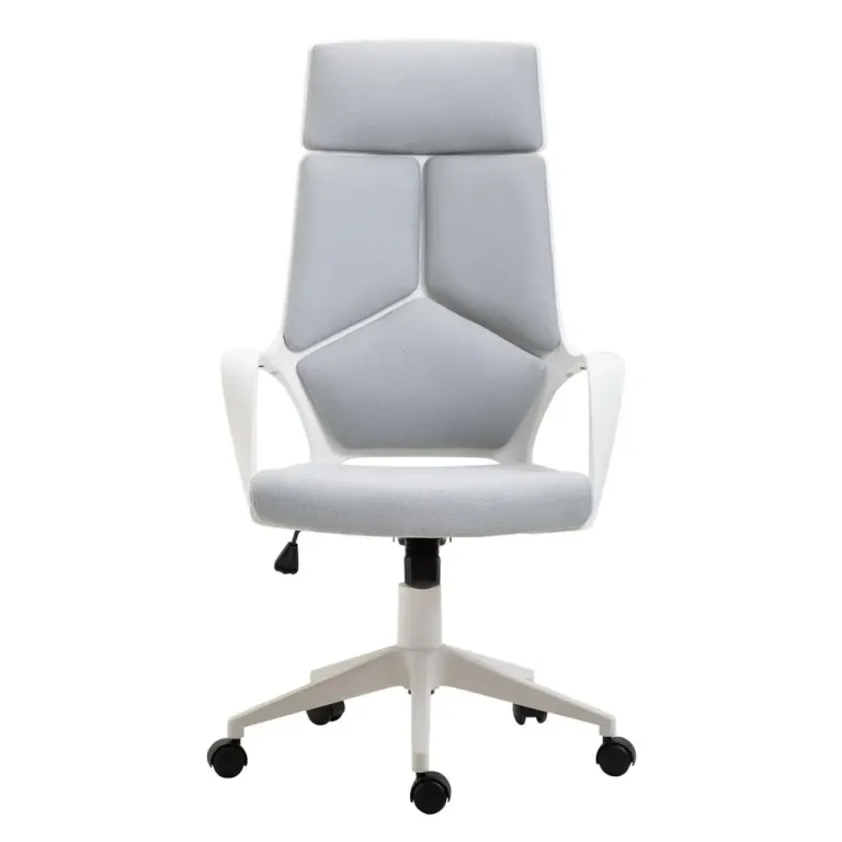 Kontorsstol Ergonomisk Grå Vit Nät för Skrivbord och Kontor