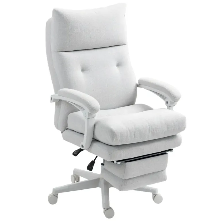 Kontorsstol Ergonomisk Krämvit av Linnelook Fällbart Ryggstöd