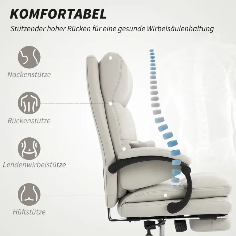 Kontorsstol Ergonomisk Ljusgrå Konstläder och Metall