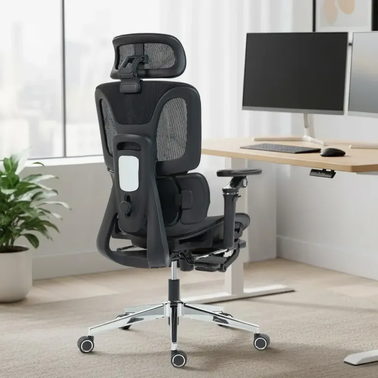 Kontorsstol Ergonomisk Svart Mesh och Plast för Hemmakontor Ryggstöd