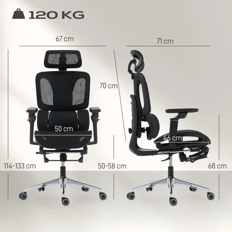 Kontorsstol Ergonomisk Svart Mesh och Plast för Hemmakontor Ryggstöd