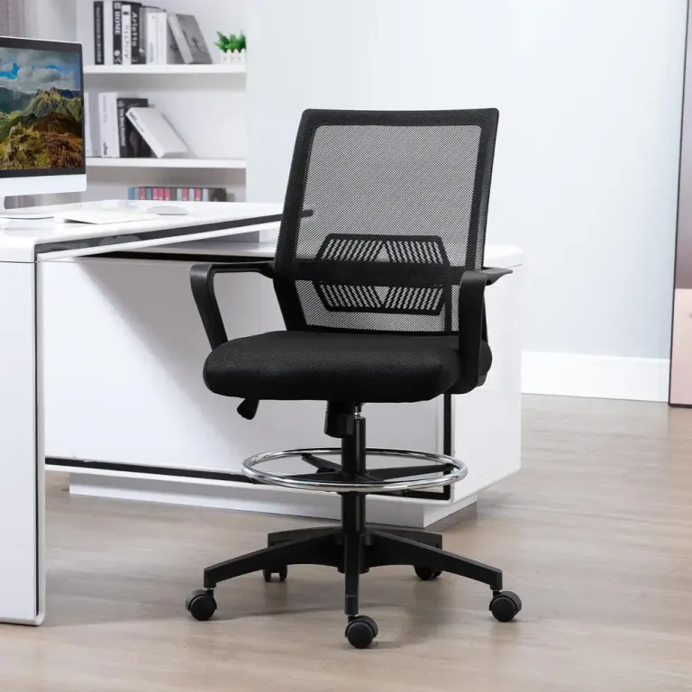 Kontorsstol Höj- och Sänkbar Skrivbordsstol med Fotstöd Ergonomisk