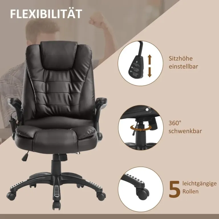 Kontorsstol Massagestol Svart Konstläder och Metall Punkts