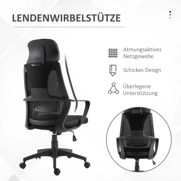 Kontorsstol med Gungfunktion Höjdjusterbar Nackstöd Ergonomisk