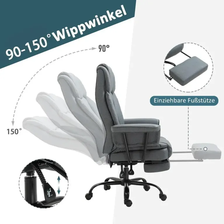 Kontorsstol med Liggfunktion och Nackstöd Ergonomisk
