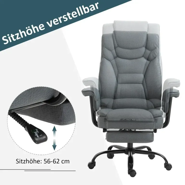 Kontorsstol med Liggfunktion och Nackstöd Ergonomisk