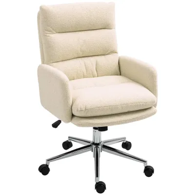 Kontorsstol med Lutningsfunktion Vridbar Ergonomisk Teddy Fleece