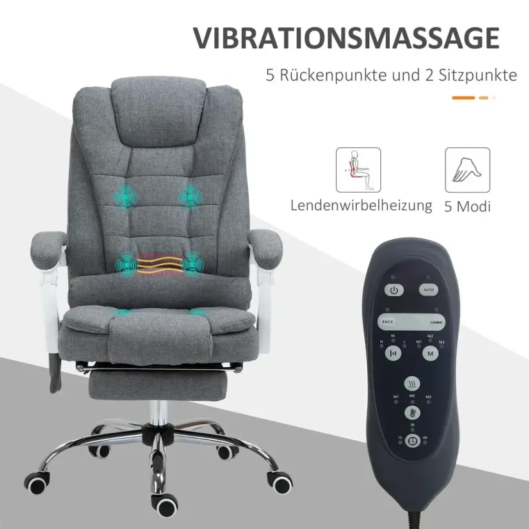 Kontorsstol med Massage- och Värmefunktion Fällbart Ergonomisk