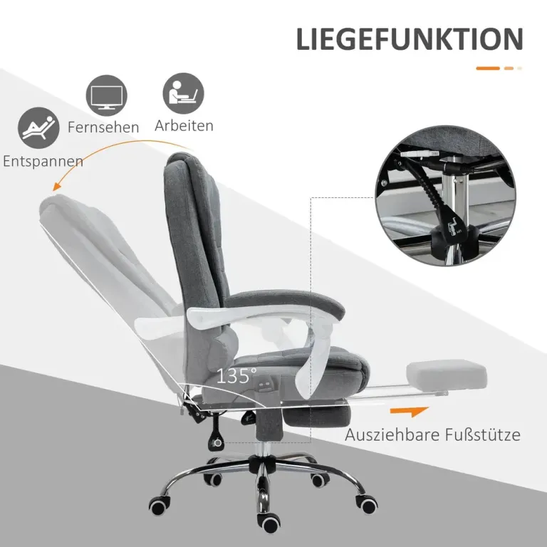 Kontorsstol med Massage- och Värmefunktion Fällbart Ergonomisk