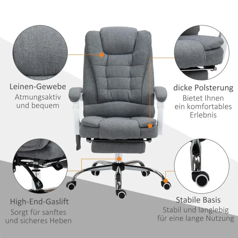 Kontorsstol med Massage- och Värmefunktion Fällbart Ergonomisk
