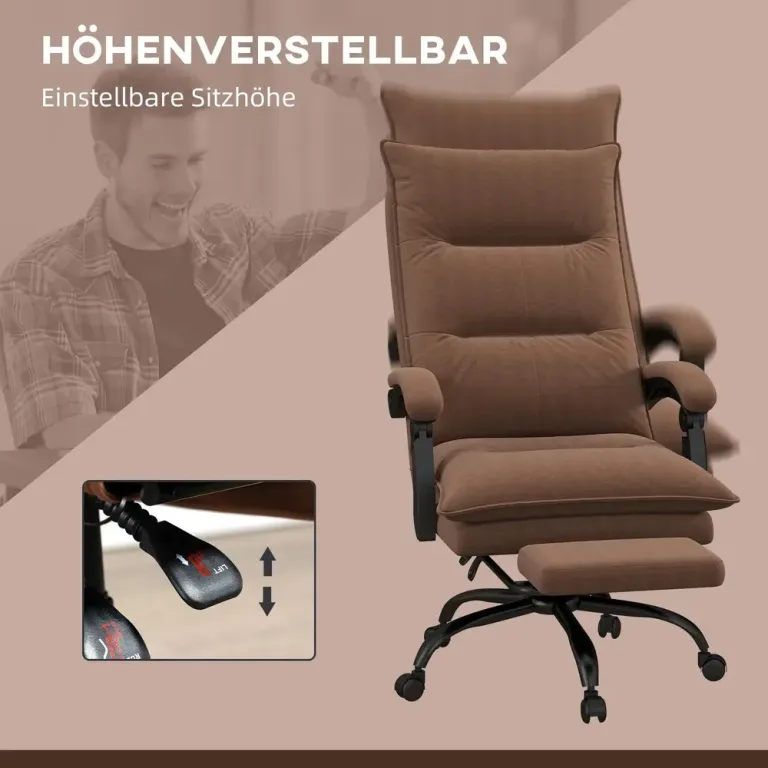 Kontorsstol med Massage- och Värmefunktion Samt Fotstöd Ergonomisk