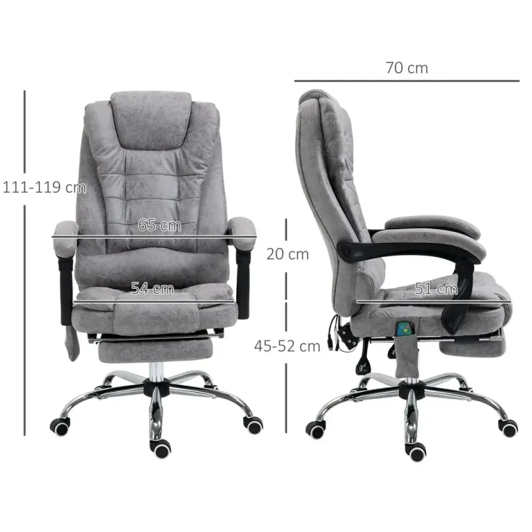 Kontorsstol med Massagefunktion Ergonomisk Skrivbordsstol Fotstöd