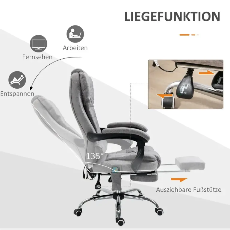 Kontorsstol med Massagefunktion Ergonomisk Skrivbordsstol Fotstöd