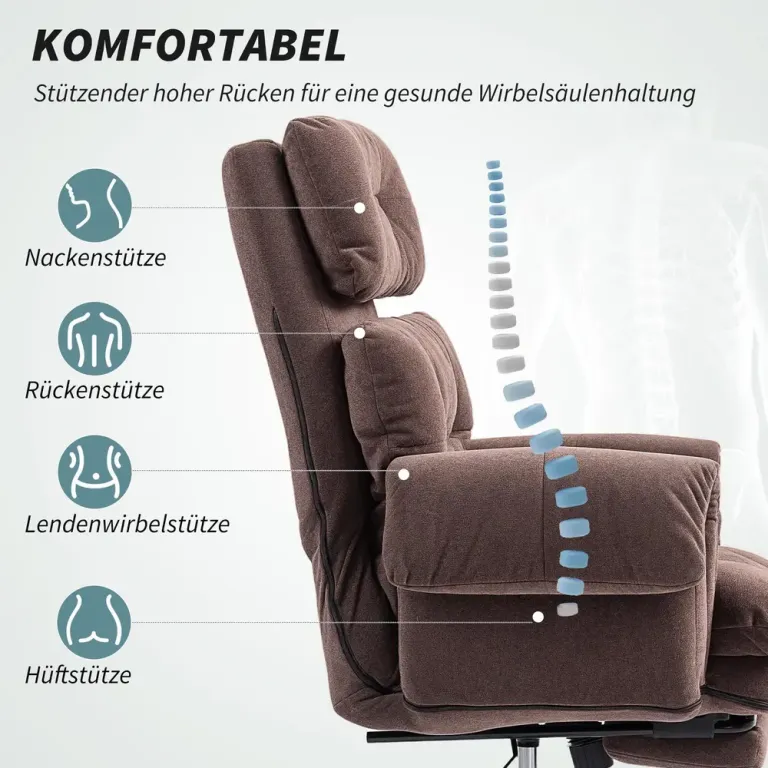 Kontorsstol med Ryggstöd Rullande Stoppad Fåtölj Ergonomisk Fotstöd