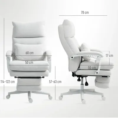 Kontorsstol Ergonomisk Krämvit av Linnelook Fällbart Ryggstöd
