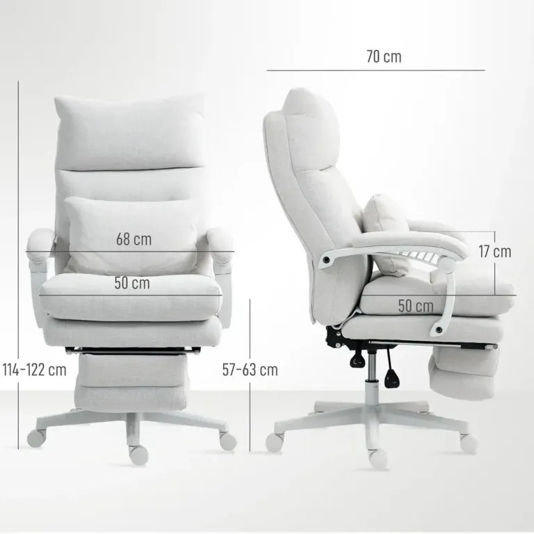 Kontorsstol Ergonomisk Krämvit av Linnelook Fällbart Ryggstöd