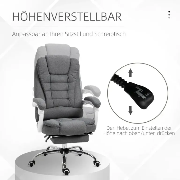 Kontorsstol Grå av Tyg och Metall Fotstöd
