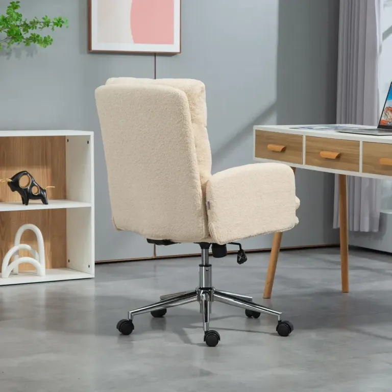 Kontorsstol med Lutningsfunktion Vridbar Ergonomisk Teddy Fleece