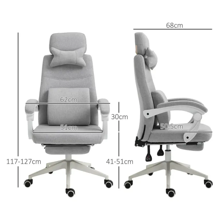 Ergonomisk Gamingstol med Utdragbart Fotstöd Skrivbordsstol
