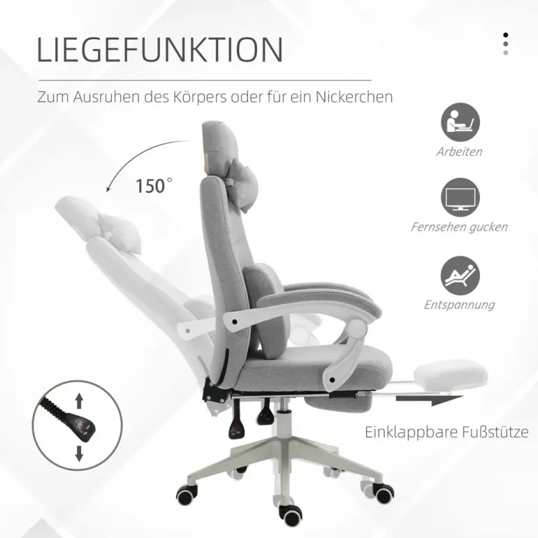 Ergonomisk Gamingstol med Utdragbart Fotstöd Skrivbordsstol
