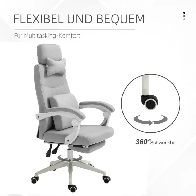 Ergonomisk Gamingstol med Utdragbart Fotstöd Skrivbordsstol