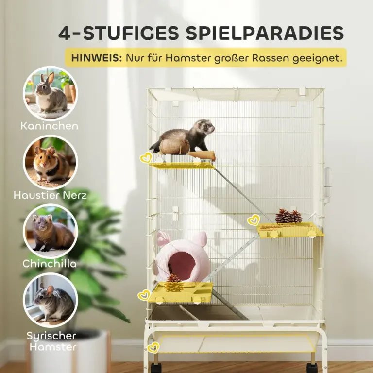 Husdjursbur 4 Nivåer Matskål Stor Fyra Hjul Kaniner Illrar