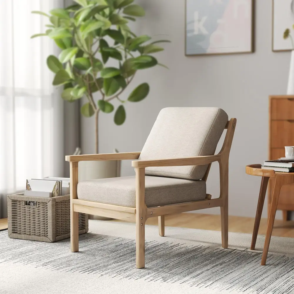 Fåtölj Relaxstol Beige av Linnelook 52,5 x 69 x 77 Cm
